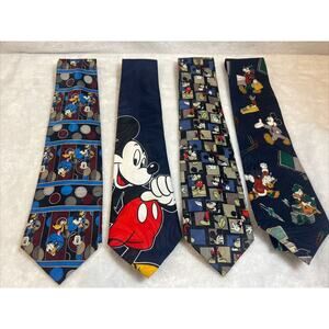 Mickey Mouse Disney Polyester Neck Ties Lot Of 4